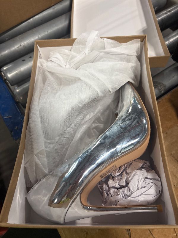 Photo 1 of **DIRTY/NEEDS CLEANING**
Elisabet Tang Women Pumps, Pointed Toe High Heel 4.7 inch/12cm Party Stiletto Heels Shoes Silver 9