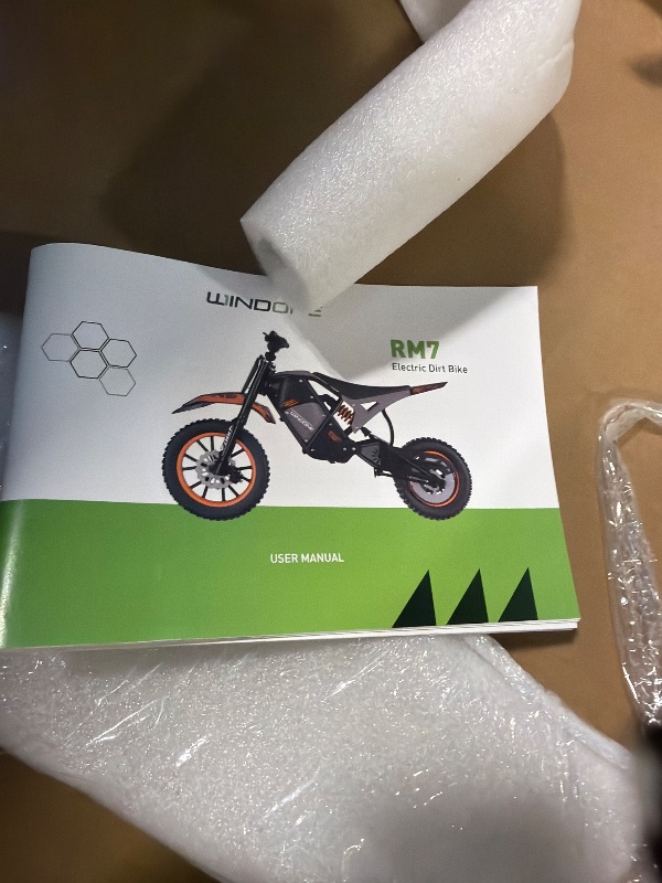 Photo 1 of ***FINAL SALE NO RETURN *****
****FOR PARTS ***[Missing Charger] Windone RM7 Electric Dirt Bike for Teens & Adults, 48V 22.5Ah, 37MPH & 45-Mile Electric Motorcycle, 2200W Ebike, 14"/12" Off-Road Tire E-Bike, Dual Hydraulic Brakes, Full Suspension, Fit Age