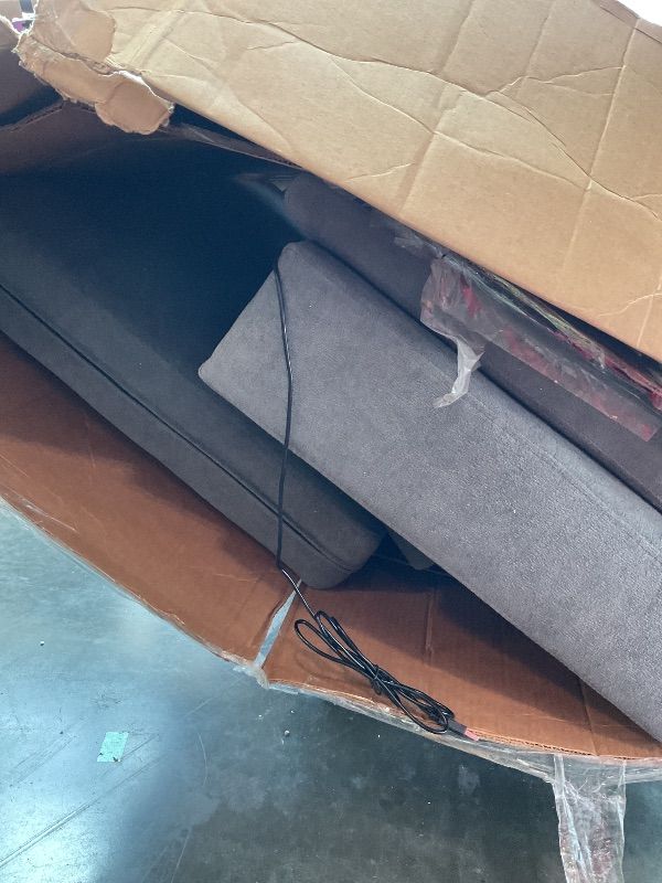 Photo 1 of **INCOMPLETE SET** ** PARTIAL SET**
KEIKI 85" L-Shaped Chenille Sectional Sofa with Pull-Out Bed, Storage Chaise Lounge, Retractable Table, USB, Cup Holders, Convertible 3-Seater Sleeper Couch Bed, Easy Assembly, for Living Room, Grey