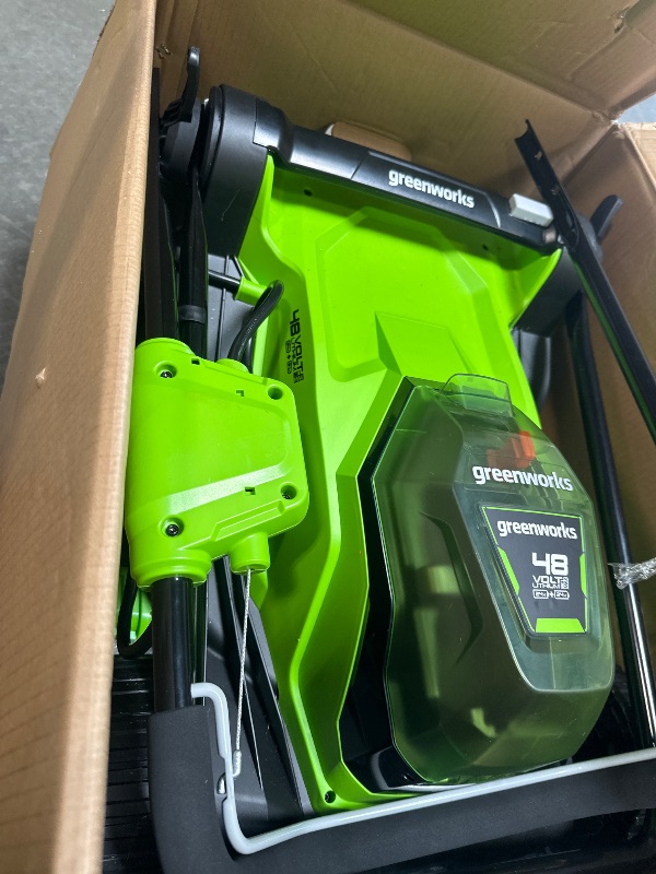 Photo 1 of ***FINAL SALE NO RETURN. FOR PARTS *** Greenworks 48V (24V x 2) 17" Cordless (Push) Lawn Mower (200+ Compatible Tools), (2) 4.0Ah Batteries and Dual Port Rapid Charger Included