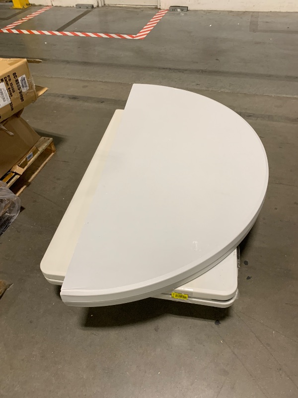 Photo 1 of ** sold as is no refund/return**
Magshion 60" Round Folding Table, 5 Feet Bi-Folding Plastic Commercial Dining Card Table w/Carrying Handle for Outdoor Wedding Party Event Picnic, White/Gray