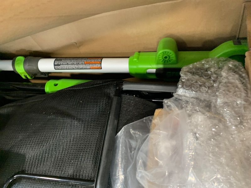 Photo 1 of ***** AS IS ALL SALES FINAL NO RETURNS ******LGreenworks 40V 21" Self-Propelled Lawn Mower,Axial Leaf Blower(500 CFM / 120 MPH),13" String Trimmer with 2 Batteries(5Ah+2Ah) & Chargers