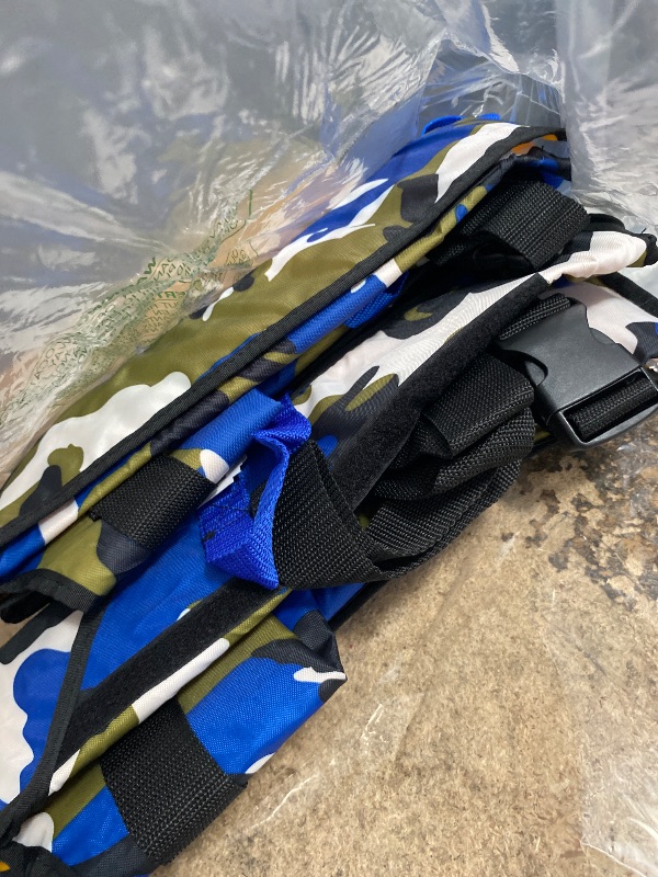 Photo 1 of 2-Pack 150N Automatic Inflatable Life Jacket – Adjustable Nylon Swim Vest with CO2 Inflation, Reflective Strips & Safety Buckle (Blue Camouflage)