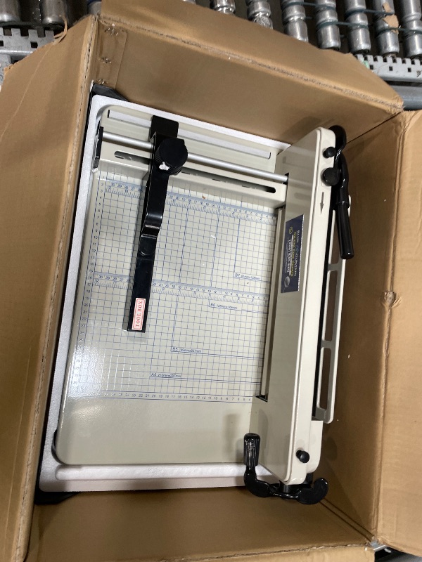 View 2 of 12 Inch Guillotine Paper Cutter Heavy Duty,Paper Cutter Heavy Duty for A4 Paper, 400 Sheet Capacity,White Paper Cutter Heavy Duty for Office Home School