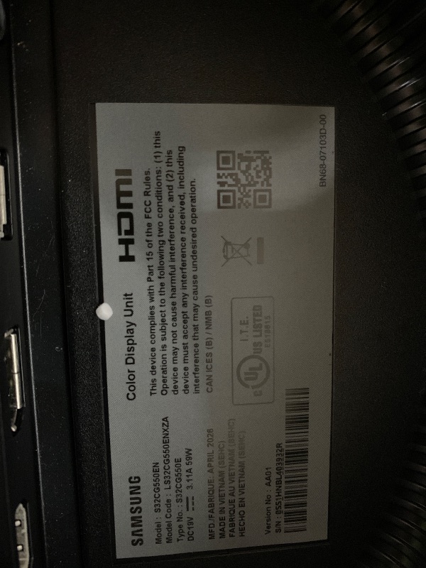 View 3 of ****SCREEN CRACKED***** not functional
Samsung 32" Odyssey (G55C) Series QHD 1000R Curved Gaming Monitor,
