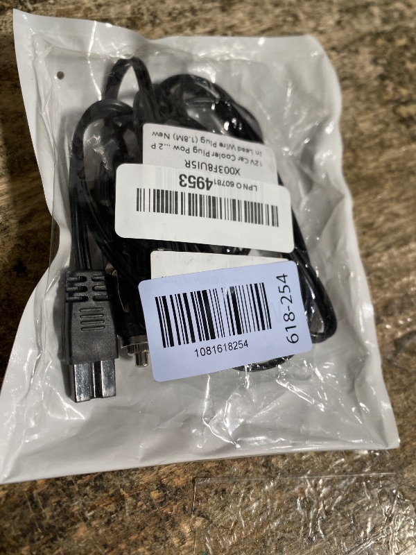 View 2 of 12V Car Cooler Plug Power Cable 5.9FT, Mini Portable Car Fridge 2Pin Plug