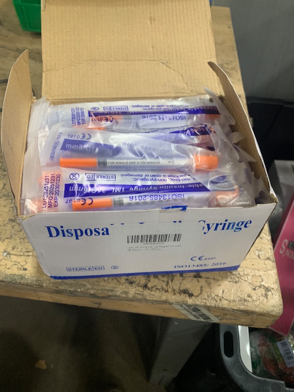 View 2 of 1ml/cc 31G 1/4 Inch Syringes, Disposable Syringe, Individual Wrapped, Box of 100