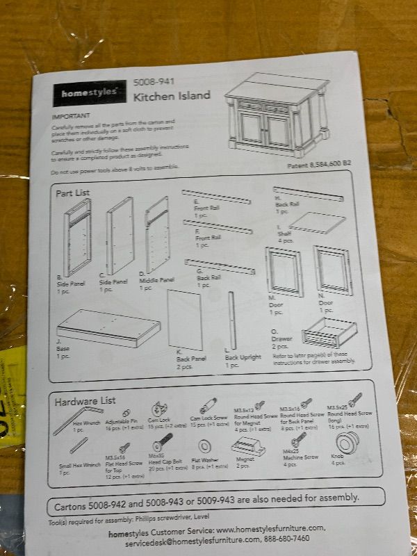 View 4 of ** PARTS ONLY PARTIAL SET MINOR DAMAGE**
Monarch Black/Distressed Oak Kitchen Island by Home Styles