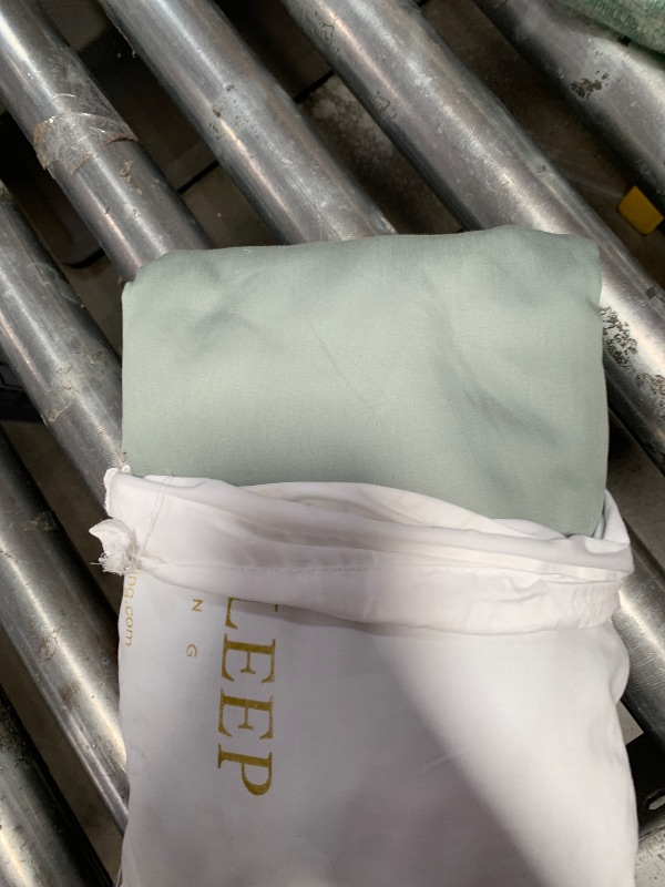 View 3 of 100% Egyptian Cotton Queen Sheet Set 4 Pc, Sage Green Sheets Queen Size