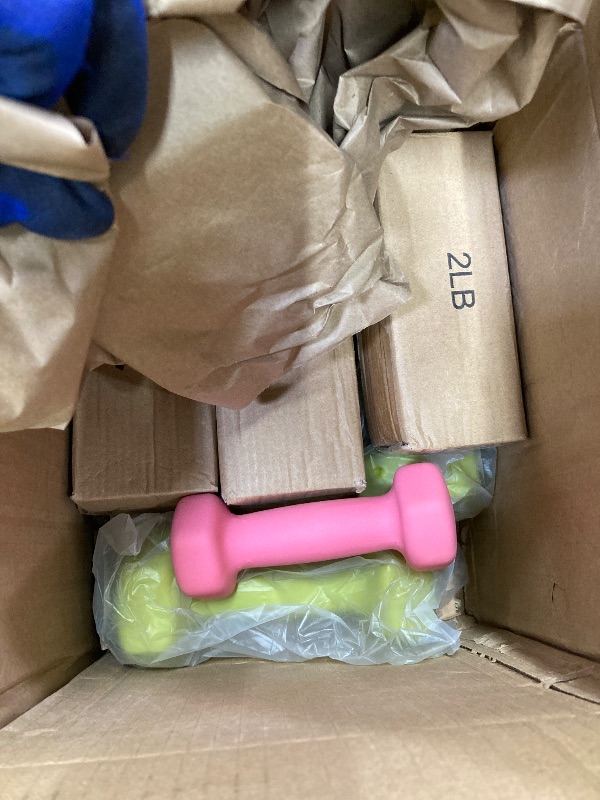 Photo 1 of ***WEIGHT STAND NOT INCLUDED***Amazon Basics Neoprene Dumbbell Hand Weights with 3 Pairs (2, 3, and 5 pound), Non-Slip Hexagon, Pink/Purple/Green***WEIGHT STAND NOT INCLUDED***