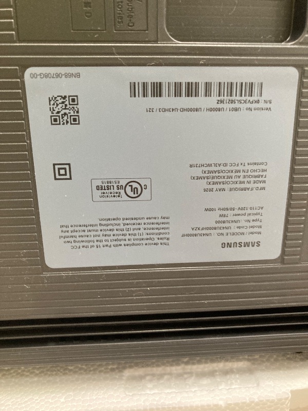 Photo 1 of *NO RETURNS/NO REFUNDS* *SELLING AS INS/PARTS ONLY* Samsung 43-Inch Class Crystal UHD U8000H Series Samsung Vision AI Smart TV (2026 Model, 43U8000H) Crystal Processor 4K, Endless Free Content, Motion Xcelerator, Color Booster, Alexa Built-in