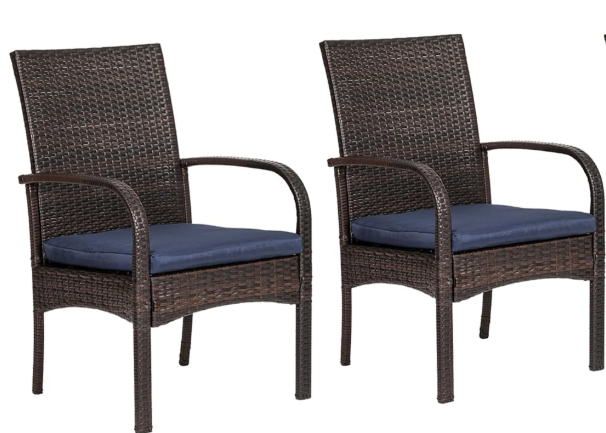 Photo 1 of *Box damaged* SAILARY Wicker Patio Dining Chairs Set of 2 - All Weather Outdoor Wicker Chairs with Cushion, 350 lb Weight Capacity Patio Chairs for Outdoor Table, Brown PE Rattan for Backyard, Porch, Garden