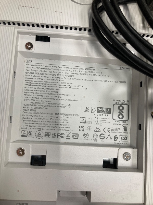 Photo 1 of ***NO REFUNDS NO RETURNS-FOR PARTS ONLY/DAMAGED SCREEN****Dell S2425HS Monitor - 23.8 Inch, FHD (1920x1080) Display, 100Hz Refresh Rate 1500:1 Contrast Ratio, TÜV Rheinland Eye Comfort 4 Star, Integrated 2x5W Speaker, Height/Tilt/Swivel/Pivot - Ash White