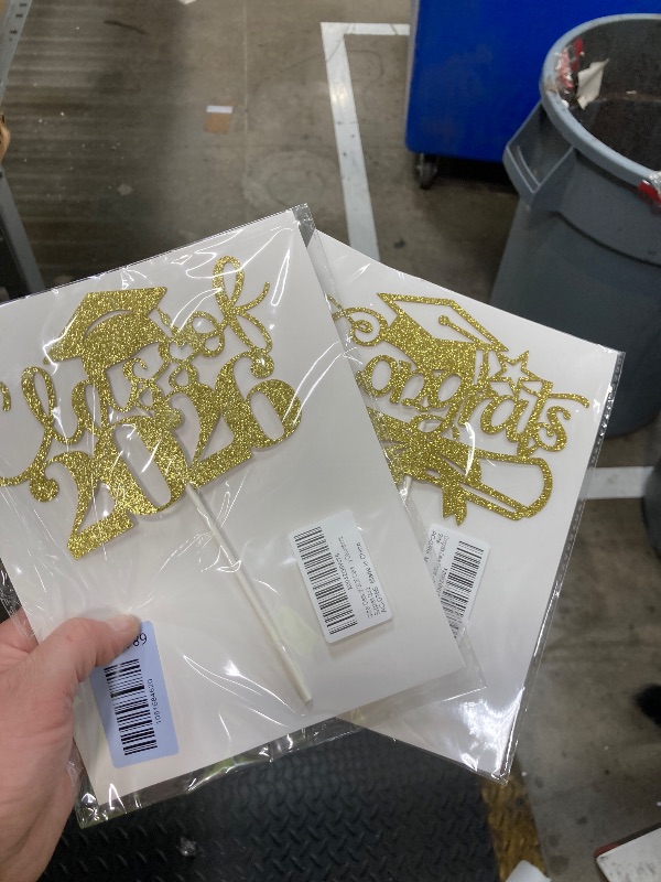 Photo 1 of **2 PACK, CONGRATS AND CLASS OF 2026**Glitter Class of 2026 Cake Topper, Congrats Grad Master It Cake Topper, Congratulations School College Graduation Party Decorations Gold