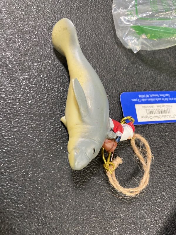 Photo 1 of ***TREE IS MISSING***Cape Shore Santa Riding Manatee Nautical Coastal Christmas Holiday Ornament Resin***TREE IS MISSING***