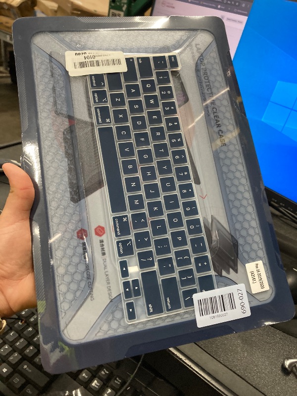Photo 1 of [ 2022 Honeycomb Fold Kickstand ] May Chen Compatible with MacBook Pro 16 inch Case with Touch Bar, 2019 2020 Release Model A2141, Heavy Duty Dual Layer Hard Shell Case Cover with TPU Bumper?Navy blue