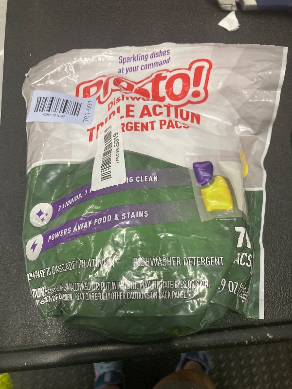 Photo 1 of ***USED -PIECES MISSING SELLING AS IS *** Amazon Brand - Presto! Triple Action Dishwasher Pacs, Lemon Scent, 30 Count