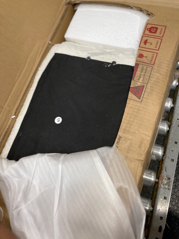 Photo 1 of *** BOX 2 OF 2 - MISSING PIECES -SELLING AS IS *** Merax Queen Size Curved Upholstered Platform Bed with Smart RGB Ambient Lighting, Cream Boucle Fabric Headboard, High Weight Capacity, Modern Bedroom Furniture, Cream