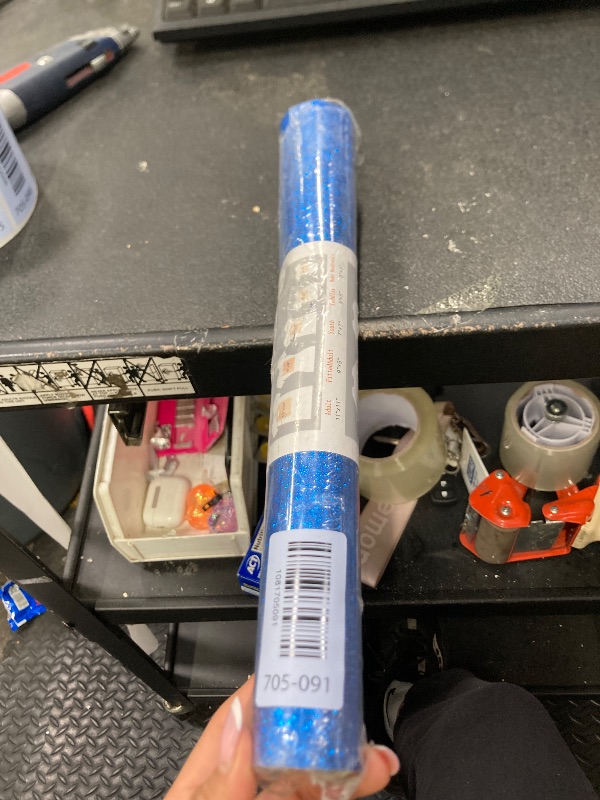 View 2 of ?TORC Blue Glitter HTV Blue Heat Transfer Vinyl HTV Rolls, 12" x 6 ft Iron on Vinyl for T Shirts Blue Glitter HTV Vinyl for All Cutter Machines Easy to Cut & Weed for Heat Vinyl Design 1 Roll
