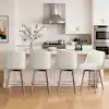 Photo 1 of **MISSING HARDWARE/2 BOXES***Alba 37.8 in. Linen Fabric Wood Frame 360° Swivel Upholstered Counter Height Bar Stool with Weathered Finish (Set of 4) LINEN COLOR