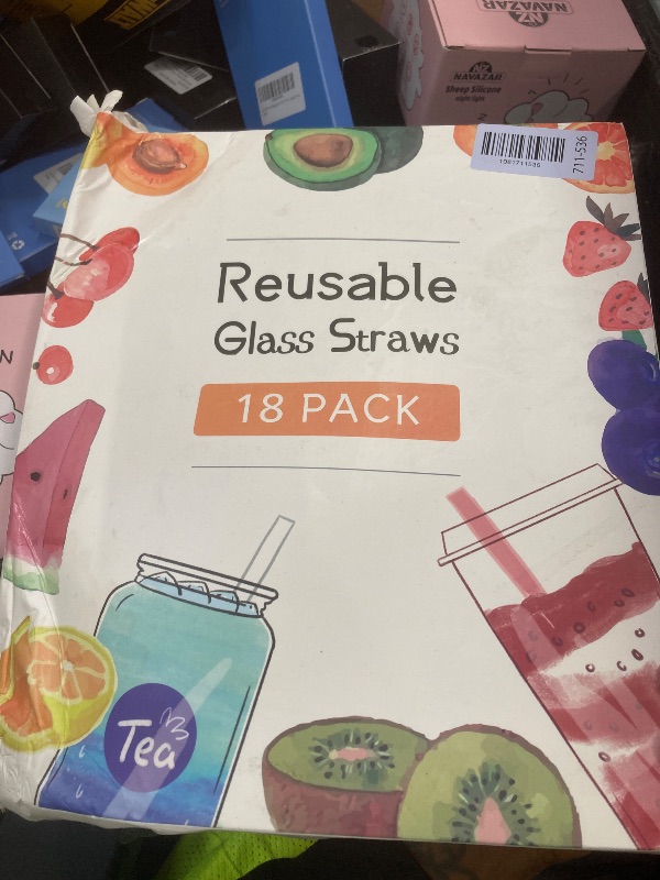 Photo 1 of [22 Pcs] Reusable Glass Straws Shatter Resistant - Size 12"x8mm,9"x8mm,6"x8mm Including 9 Straight and 9 Bent Clear Glass Straws with 4 Cleaning Brush for 20 30 40 oz Tumblers,Cocktail,Coffee,Juice