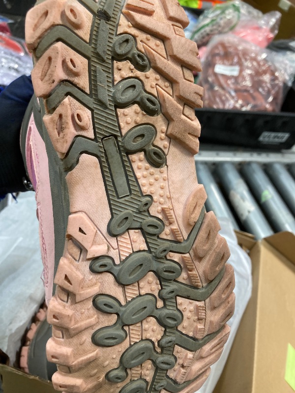 Photo 1 of ***used****iutdoor Walking Climbing Sneaker Comfortable Non-slip Snow Shoes Hiker Boot Antiskid Steel Buckle Sole Pink 4 Big Kid