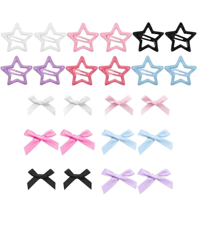 Photo 1 of ******* 2 PACK****** 24 Pcs Star Metal Snap Hair Clips Mini Bow Hair Clips Small Satin Bowknot Hair Clip Alligator Clip Hair Bows Hairclips Stars Ribbon Hairpins Cute Design Hair Pins Lovely Hair Barrettes Multi Color