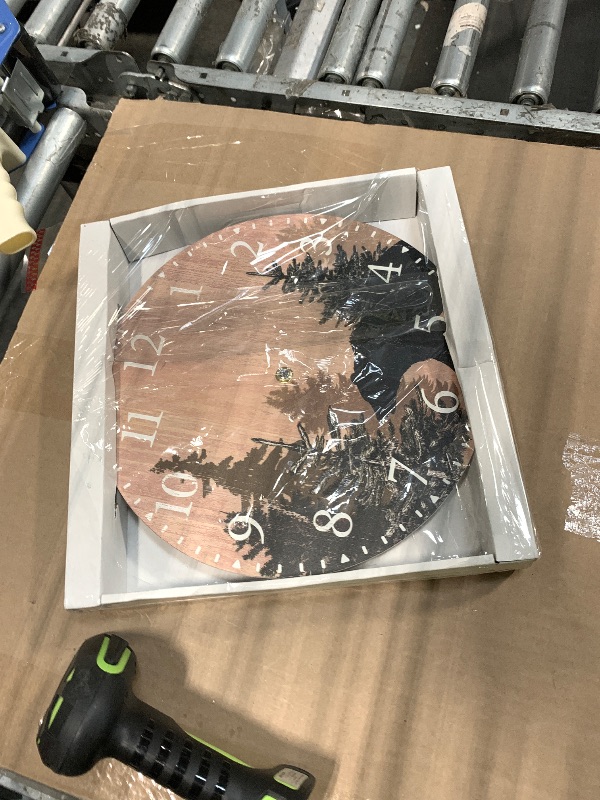 Photo 1 of *** MISSING HANDS **** SwallowLiving Cabin Bear Wall Clock 12 Inch Silent Non Ticking Clock Wooden Forest Wildlife Mountain Lodge Clock Battery Operated Rustic Farmhouse Wall Clock