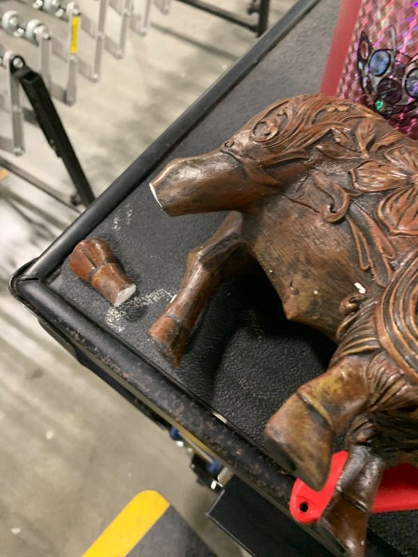 Photo 1 of ***DAMAGE IN PICTURE*** Brown Bison Resin Figurine – Rustic Tooled American Buffalo Statue with Intricate Floral Carving Design–Decorative Western Desk & Shelf Decor for Home, Office–Unique Wildlife & Nature Enthusiasts Gift