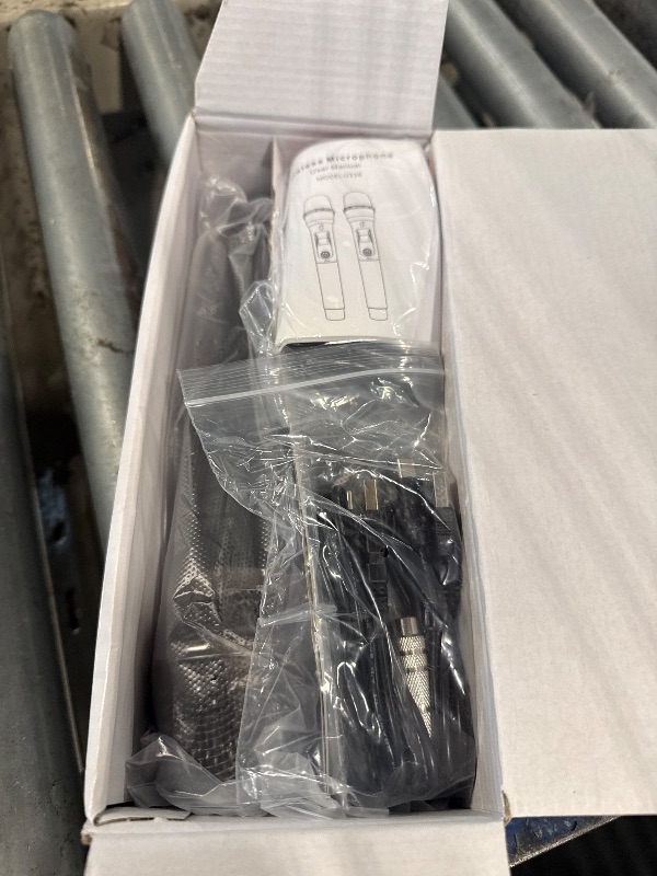 Photo 1 of *** MISSING RECEIVER Wireless Microphones, Two Rechargeable Bluetooth 5.3 Microphones for Karaoke Singing, Rechargeable Dynamic Mic System with Receiver for Church, Party, Meeting, Speech, PA System, Plug and Play (Gray)