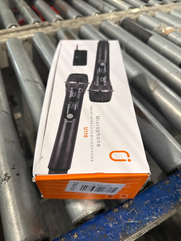 Photo 1 of *** MISSING RECEIVER Wireless Microphones, Two Rechargeable Bluetooth 5.3 Microphones for Karaoke Singing, Rechargeable Dynamic Mic System with Receiver for Church, Party, Meeting, Speech, PA System, Plug and Play (Gray)