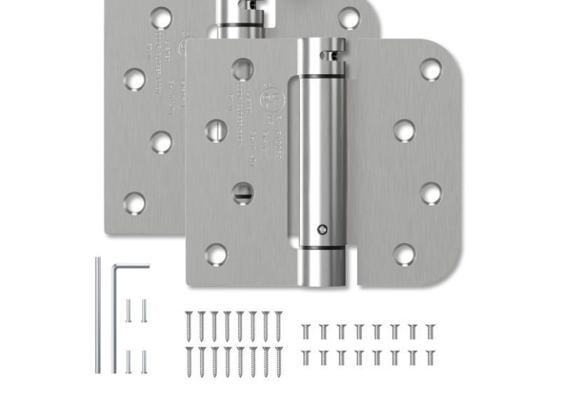 Photo 1 of ** SIMILAR IMAGE**HOSOM Self Closing Door Hinges with Square & 5/8'' Radius Corners,4 Inch Brushed Nickel Spring Loaded Hinges, Adjustable Tension for Garage, Front Door, UL Listed, for Left and Right Hand Door,2 Pack