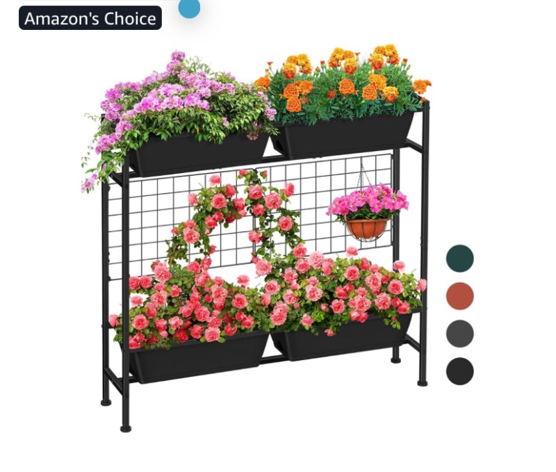 Photo 1 of **SIMILAR IMAGEN** ETELI Vertical Raised Garden Beds Outdoor Elevated Herbs Garden Planter Boxes with Trellis and Legs 32.4" Flowers Beds Vertical Planters for Small Climbing Plant Vegetables Patio Balcony, Black