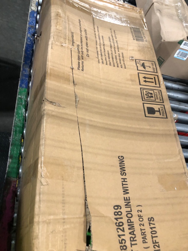 Photo 1 of ***UPDATED 7/5 AS IS/ NO RETURNS - SALE FINAL - FOR PARTS ONLY***Lyromix 12FT Trampoline with Slide and Swings, Large Outdoor Trampoline with Basketball Hoop, Ladder, Light and Net, Capacity for 5-7 Kids and Adults