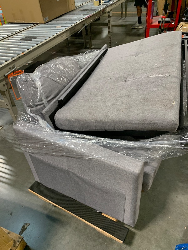 Photo 1 of ***DAMAGED*** SEE PHOTOS*** DWVO 55" Convertible Sofa Bed, 3-in-1 Sleeper Sofa with Pull-Out Bed, Linen Futon Couch with Adjustable Backrest and Side Pocket, Modern Loveseat for Living Room Apartment, Grey