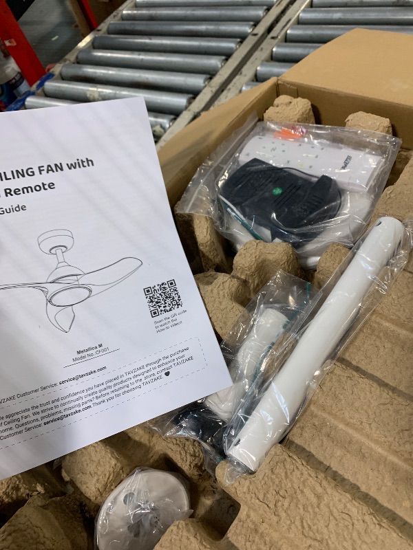 Photo 1 of - [ ] ***AS IS / NO RETURNS - SALE FINAL - FOR PARTS ONLY*** TAVZAKE Ceiling Fans with Lights, 42 inch Low Profile Ceiling Fan with Light and Remote Control, Flush Mount, 3CCT, Dimmable, Quiet Reversible Motor, White Ceiling Fan for Bedroom Indoor/Outdoor