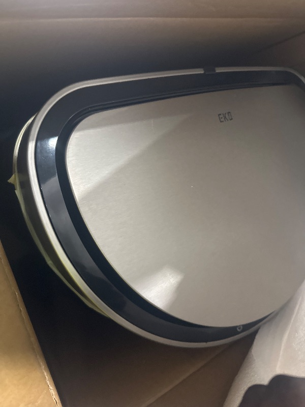 Photo 1 of [NON FUNCTIONAL] EKO Mirage Semi-Round Motion Sensor Trash Can, 47 Liter / 12.4 Gallon Automatic Large Kitchen Trash Can with Deodorizer Compartment, Removable Lid and Bucket, Matte Stainless Steel
