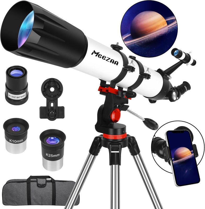 Photo 1 of
MEEZAA Telescope, Telescope for Adults High Powered Professional, 90mm Aperture 800mm Refractor Telescopes for Astronomy Beginners Fully Multi-Coated with AZ Mount Tripod & Phone Adapter & Carry Bag