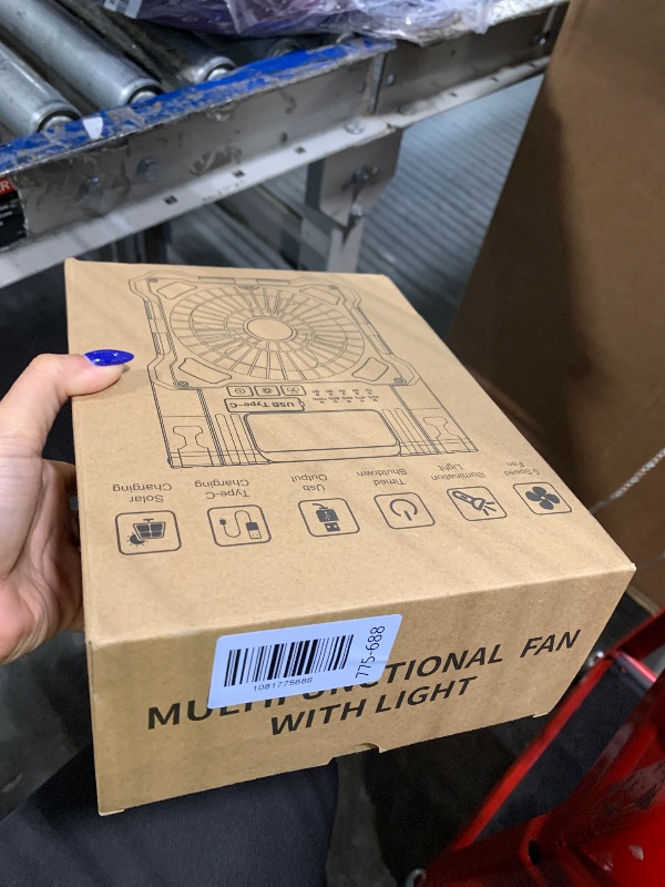 View 2 of ** sold as is no refund/return**
Maraiss 22000mAh Camping Solar Fan, Dual-Panel Rechargeable Solar Powered Fan with LED Light, 5 Adjustable Speeds Battery Powered Portable Fans, USB-C Fans for Travel Tent Home Camping Father's Day