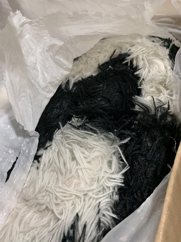 Photo 1 of **SIMILAR ITEM** FALARK Shag Striped Area Rug, Black and White Rugs for Bedroom, 4x6 Feet Fluffy High Pile Carpet for Living Room, Modern Indoor Non Slip Washable Furry Throw Carpets for Home Decor