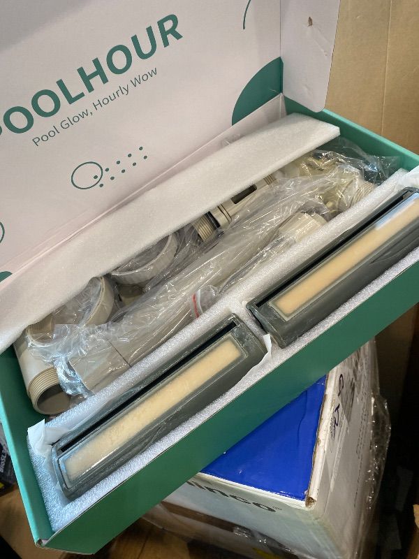 Photo 1 of ** lights broken ** ***08/02 SOLD FOR PARTS // FINAL SALE *** POOLHOUR Pool Fountain with 10 Colors Rainbow Lights for Above Ground/Inground Pools, Dual-Head Adjustable Pool Waterfall & Pool Sprinkler with Timer, 5000mAh Battery, Remote-Controlled, Grey