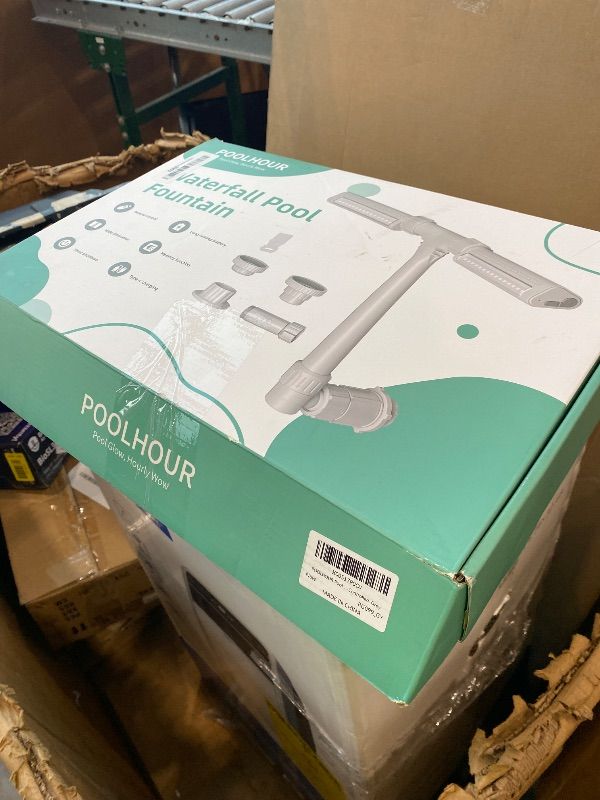 Photo 1 of ** lights broken ** ***08/02 SOLD FOR PARTS // FINAL SALE *** POOLHOUR Pool Fountain with 10 Colors Rainbow Lights for Above Ground/Inground Pools, Dual-Head Adjustable Pool Waterfall & Pool Sprinkler with Timer, 5000mAh Battery, Remote-Controlled, Grey
