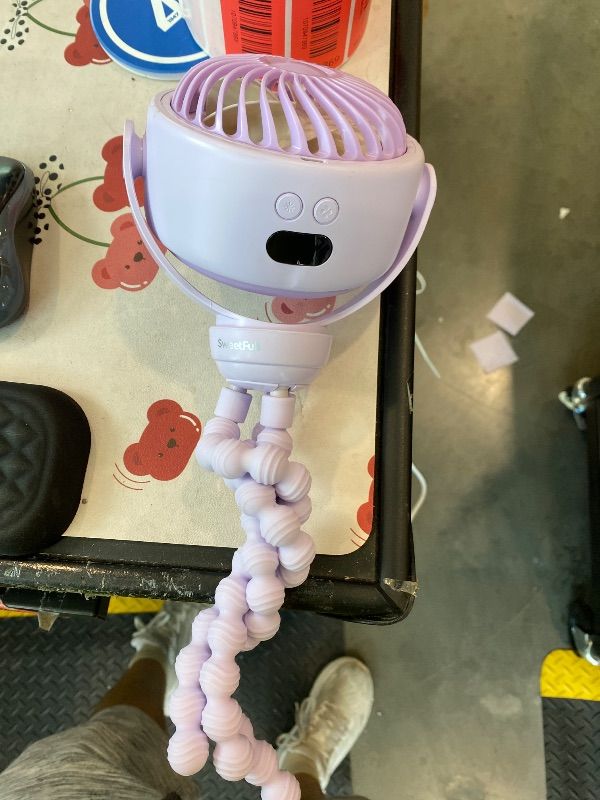 Photo 1 of [NON FUNCTIONING] SWEETFULL Baby Stroller Fan - 4000mAh Rechargeable 4-Speed Quiet with LED Display & Night Light, Mini Portable 360° Clip On Safe Fan for Car Seat, Crib, Travel - Purple