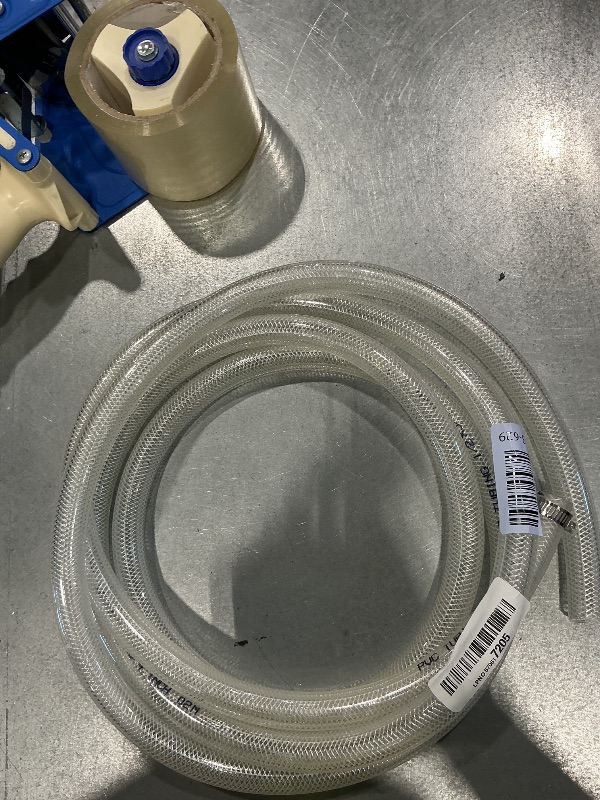 Photo 1 of 1/2" ID x 3/4" OD - 10 Ft High Pressure Braided Clear PVC Vinyl Tubing Flexible Tube, Heavy Duty Reinforced Hose Tubing