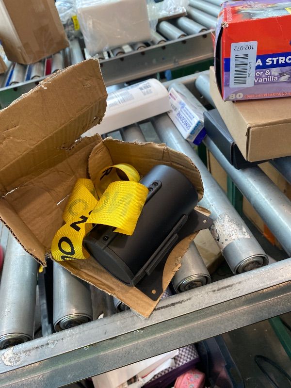 Photo 1 of [USED & DAMAGED] 00Wall Mount Retractable Barrier Belt, 16 Ft Crowd Control Retractable Belt with Steel Case Black and Yellow Belt with DO NOT Enter Sign