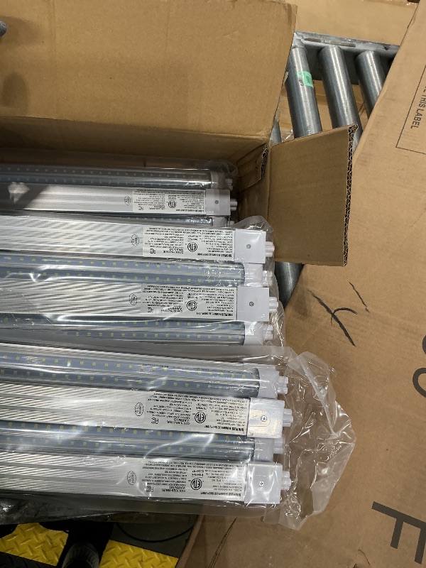 Photo 1 of (Pack of 12) Linkable LED Utility Shop Lights for Garage, 6FT, 60W, LED Tube Ceiling Light T8 Integrated Single Fixture, 6000K, 8000LM Daylight V Shape, Basement, Offices, Clear Lens, Plug and Play