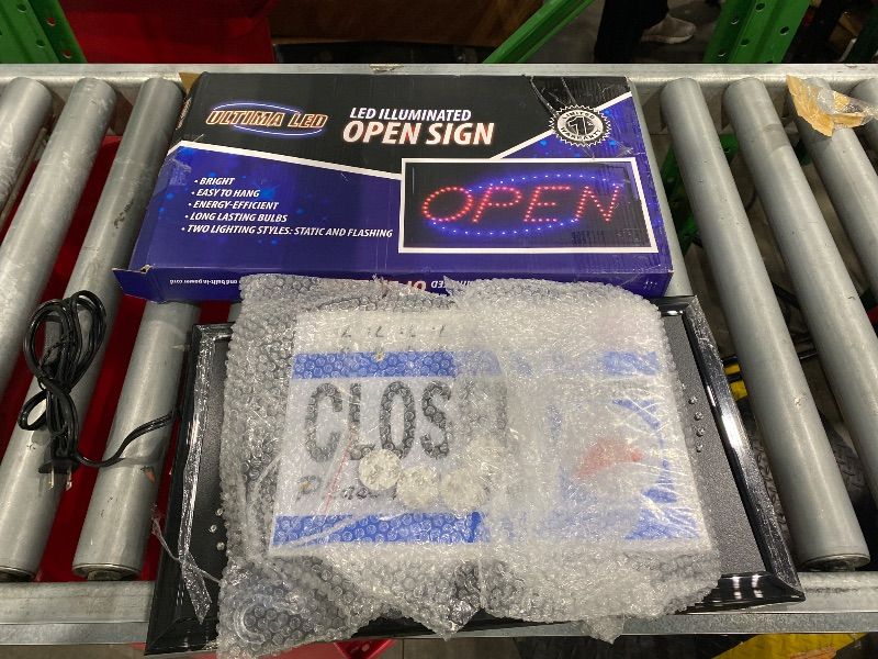 Photo 1 of [Item does not work] Ultima LED Neon Open Sign for Business: Horizontal LED Sign with Flashing Mode for Stores - Includes Business Hours and Open & Closed Signs