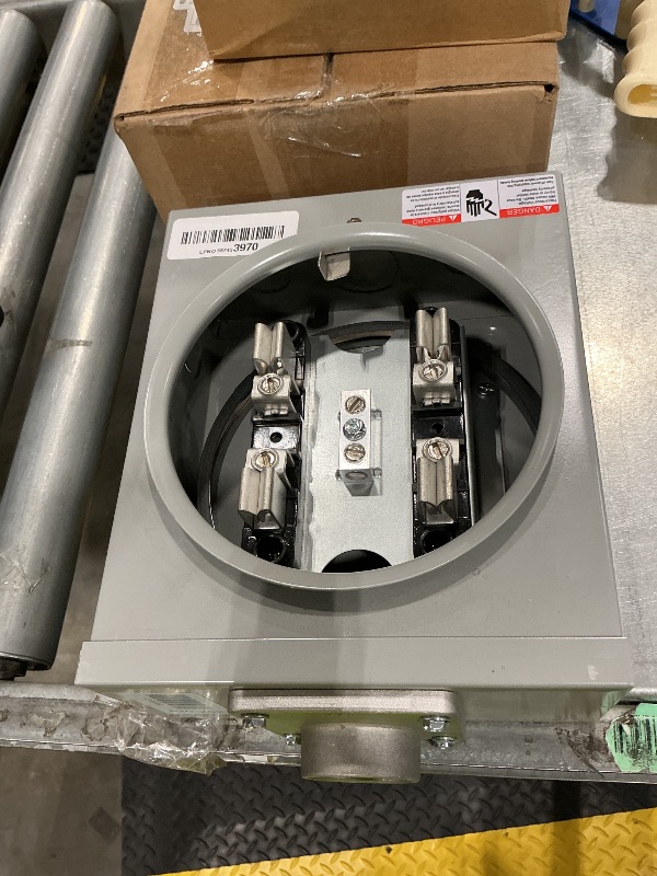 Photo 1 of 100 Amp Meter Socket, 4 Jaw Meter Base, 600V 3 Wire Ring Type, with Horn Bypass Meter Cover Plate, Suitable for Overhead/Underground Feed