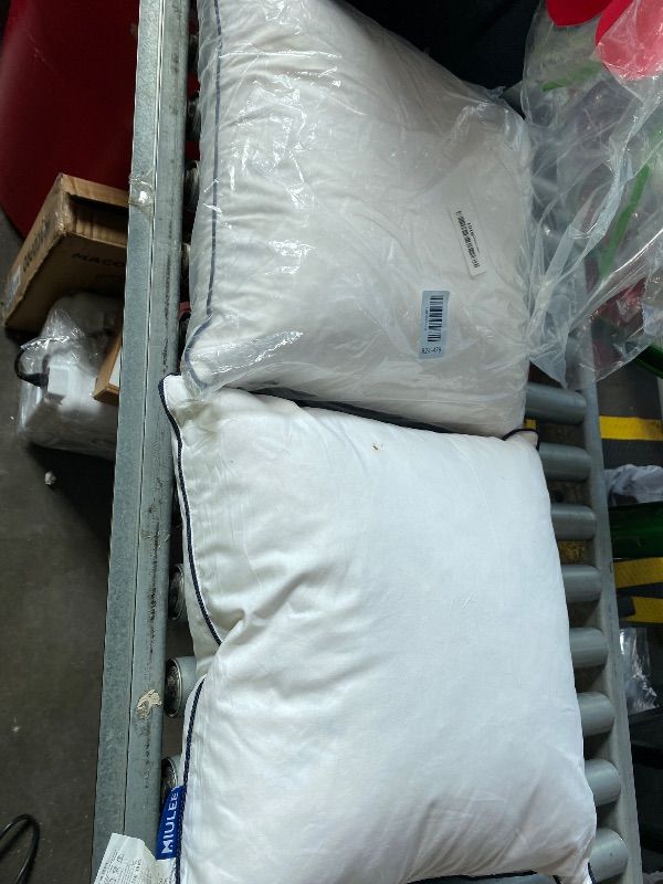 Photo 1 of [DIRTY!!] MIULEE Goose Feather Down 18x18 Pillow Insert Set of 2 with 100% Down-Proof Cotton Cover, Soft Fluffy Decorative Pillow for Sofa Bed Couch Living Room White