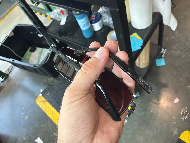 Photo 1 of [Left side is broken] LUENX Aviator Polarized Sunglasses for Men Women Square Polygon Shades – UV400 Protection, Anti-Glare Black Frame, 60mm Gradient Brown Lens for Driving Fishing